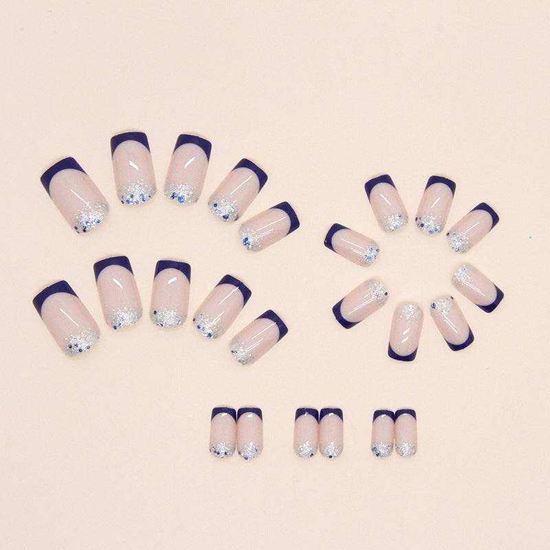 Wholesale Flash Medium Length Denim Blue Nail Stickers